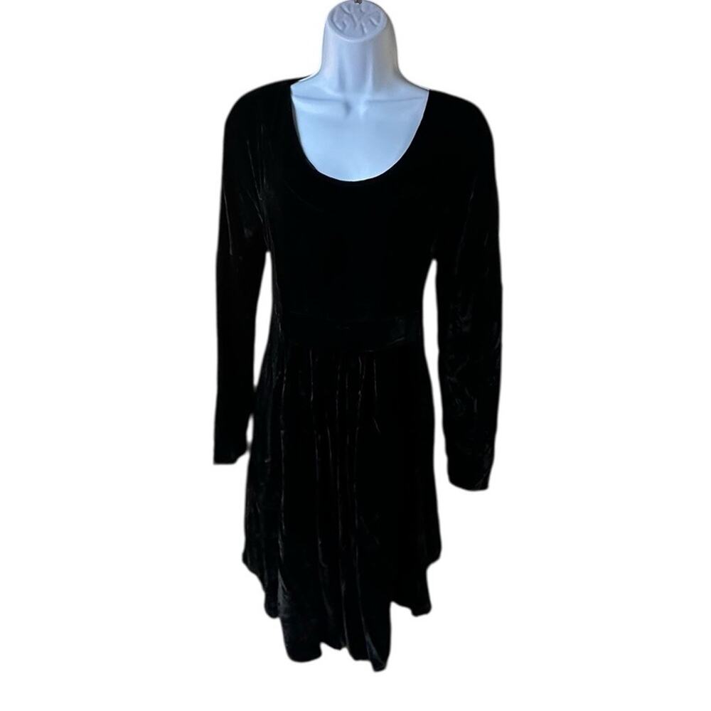 Vintage T.T. Mar Black Velvet Dress Witchy Goth Fairycore Y2K Fit & Flare READ